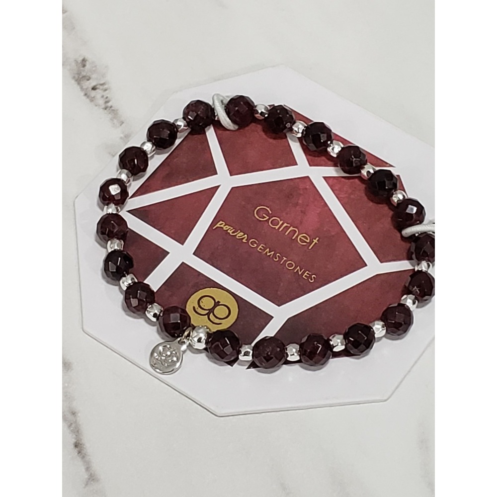 NWT Gorjana Power Gemstone Garnet Silver Plated Beaded Bracelet ENERGY Red